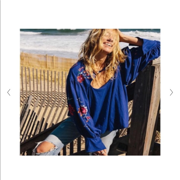 FREE PEOPLE Lita Embroidered Bell sleeves Top - Picture 3 of 7